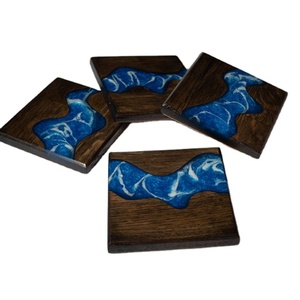 <b>Top</b> Quality Customize Coaster Customized Acacia Wood Epoxy <b>Resin</b> coaster for Glass Cup Mug for Home and Office Uses - Product Image 1