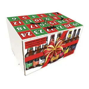 Caja de regalo con calendario personalizado, venta al por mayor, pequeño, vacío, vino, cerveza, calendario de Adviento