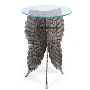 Table d'appoint en aluminium métal forme ronde plaqué argent classique moderne luxe haute qualité salon maison - Product Image 2