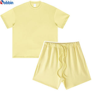 Conjunto de Camiseta y Pantalones Cortos de Algodón de Alta Calidad, Estilo Holgado con Hombros Caídos, Unisex, con Logotipo Personalizado, Ropa Deportiva para Mujer, Conjunto de 2 Piezas - Product Image 3