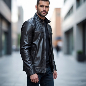 Chaquetas de cuero genuino con letras de piel para hombre, ropa de abrigo para motocicleta, chaquetas con letras de cuero de oveja, logotipo personalizado para hombre - Product Image 2