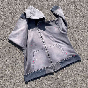 Sweat à capuche unisexe personnalisé 2026, imprimé, délavé à l'acide, effet vieilli, en molleton d'hiver 100% coton, style streetwear - Product Image 3