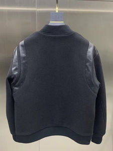 Veste universitaire coupe-vent imperméable à col montant pour homme, veste décontractée ample et polyvalente en laine/cuir pour l'hiver, style streetwear - Product Image 4