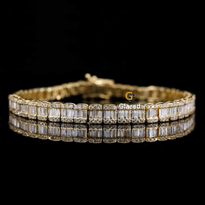 Tennis Charm <b>Bracelet</b> with 925 Sterling Silver Rhodium Plated Iced Out <b>Baguette</b> Cut Lab Grown Diamonds Vvs Clarity Party Gift - Product Image 3