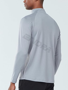 100% poliéster Fitness camiseta hombres manga larga cremallera pulóver transpirable Activewear entrenamiento gimnasio entrenamiento compresión sudadera - Product Image 3