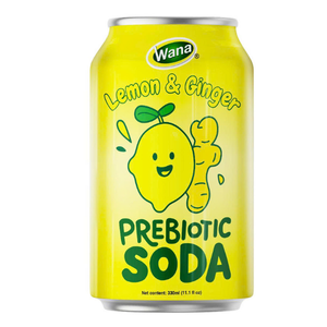 Soda prébiotique au citron et au gingembre en gros, canette 330ml, boisson fonctionnelle, OEM ODM, directement de l'usine, bon prix du Vietnam - Product Image 1