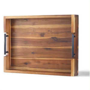 Plateau de service en bois de qualité supérieure pour servir des collations, des boissons et le petit-déjeuner avec style - Product Image 1