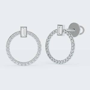 10k Solid <b>Gold</b> Round Baguette Round Cut Lab Grown Diamond Stud <b>Earrings</b> Screw <b>Back</b> <b>Earrings</b> Lab Diamond Halo <b>Earrings</b> CVD Diam - Product Image 1