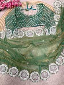 Saree de créateur en mousseline de soie Orange Fendy pour le festival de fête de mariage vêtements ethniques femmes fille avec chemisier fantaisie exclusif le plus vendu - Product Image 4