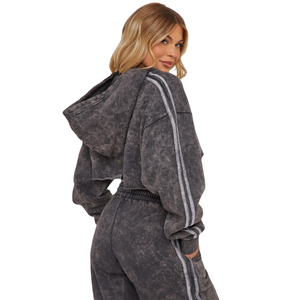 Chándal de invierno de lavado ácido de gran tamaño para mujer, pantalones de chándal transpirables de talla grande, pantalones de chándal de pierna ancha, Parche de hombro caído, trabajo para adultos - Product Image 4