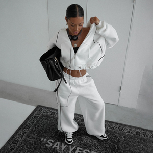 Customization High Quality Fashion Sport <b>Sweatpants</b> and Hoodie Set 2 Piece Off Jogger Set <b>Women</b> Designer Tracksuit - Product Image 5