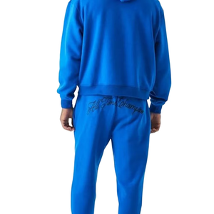 Ensemble de survêtement unisexe respirant avec strass, bleu, coupe oversize, sweat à capuche et pantalon de jogging à ourlet fendu, style streetwear - Product Image 6