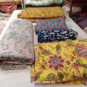 ชุดเดรสผ้าฝ้ายอินเดียสำหรับผู้หญิงชุดเดรส180gsm ออร์แกนิกทำจากผ้าฝ้ายพิมพ์ลายดอกไม้ - Product Image 2