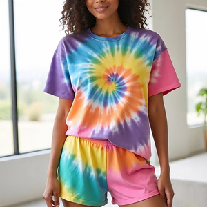 Ensembles de t-shirts et shorts imprimés solides pour femmes pour Jogging Fitness Running-Respirant Séchage rapide Coton Polyester Impression numérique - Product Image 2