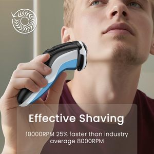 Afeitadora Eléctrica Rotativa para Hombre, 120 Minutos de Uso en Seco y Húmedo, Impermeable con Pantalla LED, Recortadora Extraíble, IPX7, Afeitadora Facial Lavable - Product Image 4