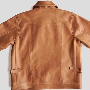 Veste d'hiver en cuir de mouton brun pour homme, style vintage, fermeture éclair, col montant, coupe classique - Product Image 6