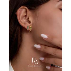 Orecchini Pendenti Leggeri a Serpente Verde in Vermeil Dorato, con Occhio di Allah, Regalo alla Moda - Product Image 4