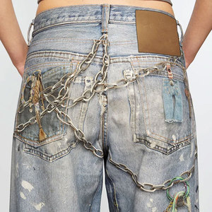Pantalones vaqueros holgados con logotipo personalizado impreso 2025 para hombre, pantalones nuevos hechos de algodón con estilo suelto, pantalones holgados para hombre con aspecto a la moda - Product Image 4
