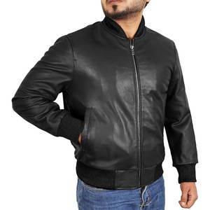 Chaqueta Bomber de Cuero, Elegante, Cómoda, Clásica, Chaqueta Bomber de Cuero Vintage, Suave, Moderna, para Uso Diario - Product Image 1