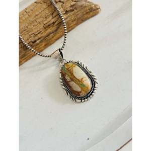 Pendentif artisanal Navajo en ruban, turquoise Royston et argent sterling, bijou de collection culturel - Product Image 4