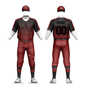 Uniforme de baseball en maille rouge et noire de vente chaude pour adultes et jeunes uniformes de baseball respirants à séchage rapide évacuant l'humidité - Product Image 1
