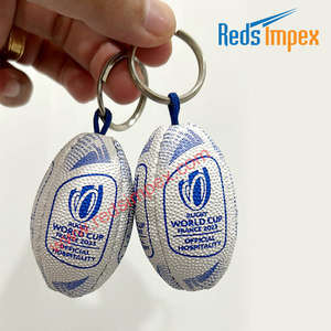 Custom <b>Mini</b> Rubber Rugby <b>Ball</b> Keychain With Logo Printing Promotional Rugby <b>Ball</b> Keyring For Sports Events, Corporate <b>Branding</b> - Product Image 2