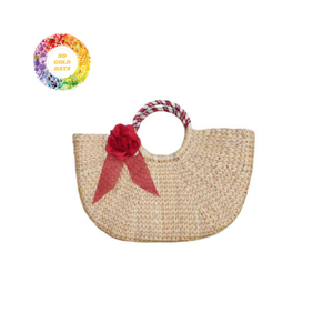 Casual Natural Water Hyacinth <b>Tote</b> <b>Bag</b> With Cotton Lining And Flower Ornament Trendy Handwoven <b>Straw</b> Purse For Ladies - Product Image 1