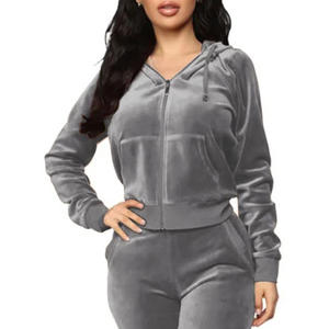 ชุดวอร์มผ้าฟลีซผ้าฝ้ายหนาสำหรับผู้หญิงชุดวอร์ม2ชิ้นสำหรับใส่เล่นกีฬาฤดูหนาวใหม่ - Product Image 4