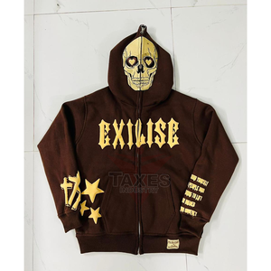 Sudaderas con Capucha Extra Grandes Personalizadas para Hombre, 100% Algodón Felpa, Impresión Personalizada, Sudaderas con Capucha Gruesas con Cremallera para Hombre - Product Image 1