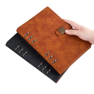 Cuaderno de cuero A5 personalizado, planificador de negocios recargable, 6 anillos, carpeta de hojas sueltas, suministros escolares, precio de fábrica - Product Image 2