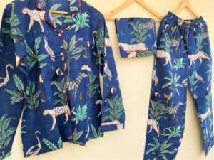 Ensemble de pyjama pour femmes en coton floral imprimé en bloc, de haute qualité, doux, manches longues, respirant, vêtements de nuit d'été, fermeture à boutons, tout - Product Image 6