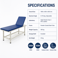 Table de massage d'hôpital à dossier réglable, lit de thérapie professionnel avec étagère de rangement, canapé de massage en cuir PVC HBJF
