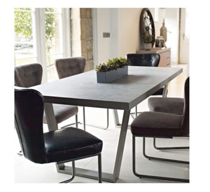 Meubles de maison Nouveau design moderne Plateau en MDF de grande taille avec transfert de cadre en acier Pieds en acier inoxydable Table à manger - Product Image 5