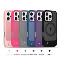 Coque de luxe à chargement magnétique en TPU+Acrylique avec support d'objectif, finition givrée, compatible multi-marques, toucher doux et couleurs vives