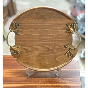 Deluxe Quality Mango Wood <b>Tray</b> <b>With</b> Golden <b>Handles</b> <b>Tray</b> <b>Serving</b> and Storage Rectangular <b>Tray</b> for Kitchen and Dinning Table Use - Product Image 5