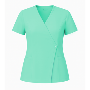 Proveedor caliente SIDE SNAP SCRUB TOP Conjunto de exfoliación médica para mujer Top con cuello en V y pantalones Cargo Jogger Uniforme de hospital con bolsillos - Product Image 1