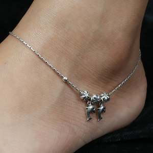 Tobillera Bohemia de Plata 925 con Baño de Oro de 18K, Diseño de Delfín Nazakat, Regalo Religioso con Motivos Religiosos, Mariposa, Número, Cruz - Product Image 4