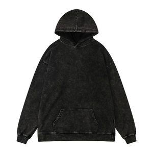 Vente en gros de sweat à capuche de haute qualité pour hommes 100% coton vieilli sweat à capuche personnalisé avec fermeture éclair lâche lavé à l'acide pour hommes - Product Image 2