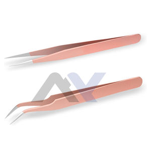 Pince à cils de volume en acier inoxydable pince à épiler d'extension de cils en or rose avec logo privé vente en gros - Product Image 1