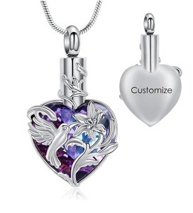 Collares de urna de corazón de Metal para cenizas, recuerdo, urna conmemorativa, joyería de cremación, colgante de ceniza para mujeres, hombres, amor, un tamaño personalizado - Product Image 1