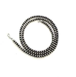 Fait à la main 4mm Navajo perle en argent Sterling perles collier 24 pouces de Long élégant bijoux cadeau pour les femmes - Product Image 2