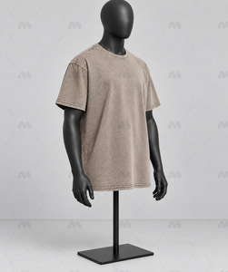 High Quality <b>Men's</b> Luxury 100% Cotton Chinese Style Print Heavyweight Oversized T-Shirt with Turtleneck Collar - Product Image 2