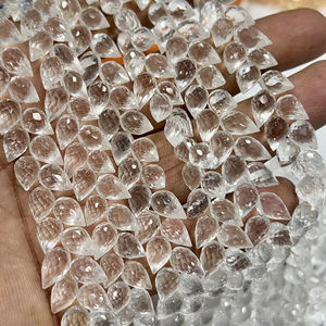 คริสตัลควอตซ์ธรรมชาติทรงหยดน้ำเจียระไนแบบแฟนซี ขนาดประมาณ 6x9 มม. ความยาว 8 นิ้ว - Product Image 1