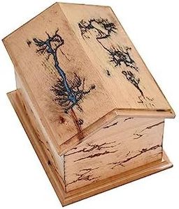Hut Shape Antique Beachwood Cremation <b>for</b> Human Keepsake <b>Box</b> with Lid Adult Cremations Funeral <b>Pet</b> Ashes <b>Memorial</b> - Product Image 3