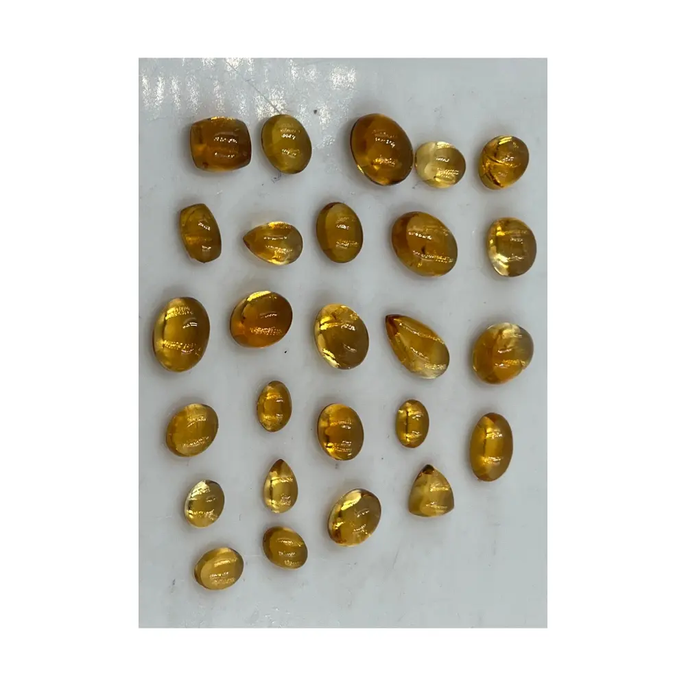 Fabricante de citrino dourado natural de alta qualidade, quartzo cabochão formato de mistura de tamanhos oval redondo