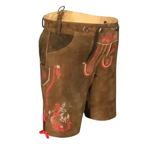 Pantalones cortos bávaros personalizados para hombre Oktoberfest Lederhosen en colores personalizados con logotipo impreso Wax Lederhosen Shorts para uso en el gimnasio - Product Image 5