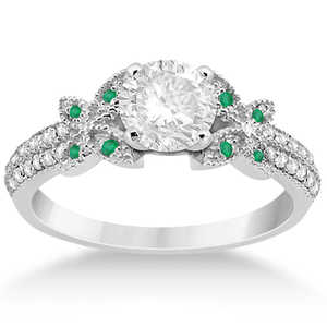 18K White Gold Bridal <b>Set</b> Butterfly Diamond & Emerald 0.39ct Fine <b>Jewelry</b> <b>Set</b> with Freshwater <b>Pearl</b> for Parties and Gifts - Product Image 2