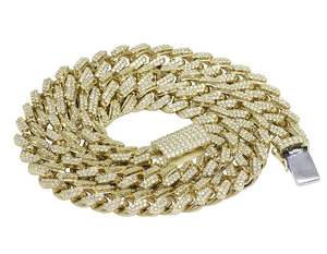 Cadena de eslabones cubanos chapada en oro amarillo en plata de ley S925 con diamante de moissanita Hip Hop joyería completamente helada para hombres - Product Image 1