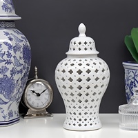 Pot de gingembre noir élégant avec décor de vase en céramique de style doré pour table de bureau à domicile ou salon