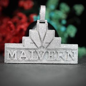 Personalized Round Brilliant Cut Moissanite Fancy Shape <b>Custom</b> <b>Name</b> Pendant for Men Women in 925 Silver by Phoenix Enterprise - Product Image 1